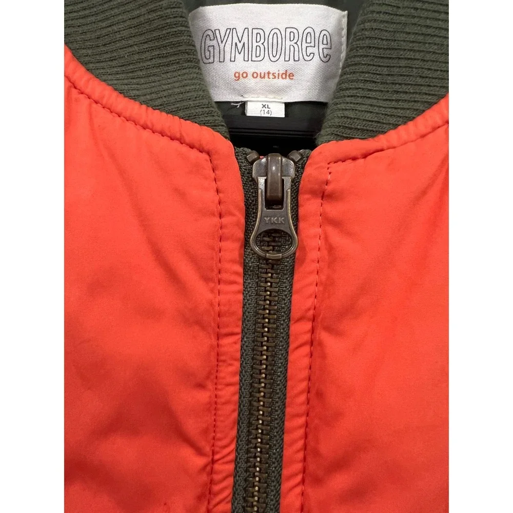Gymboree Bomber Jacket Boys XL Orange Utility Pockets Waterproof Zip Up NWT Flaw
